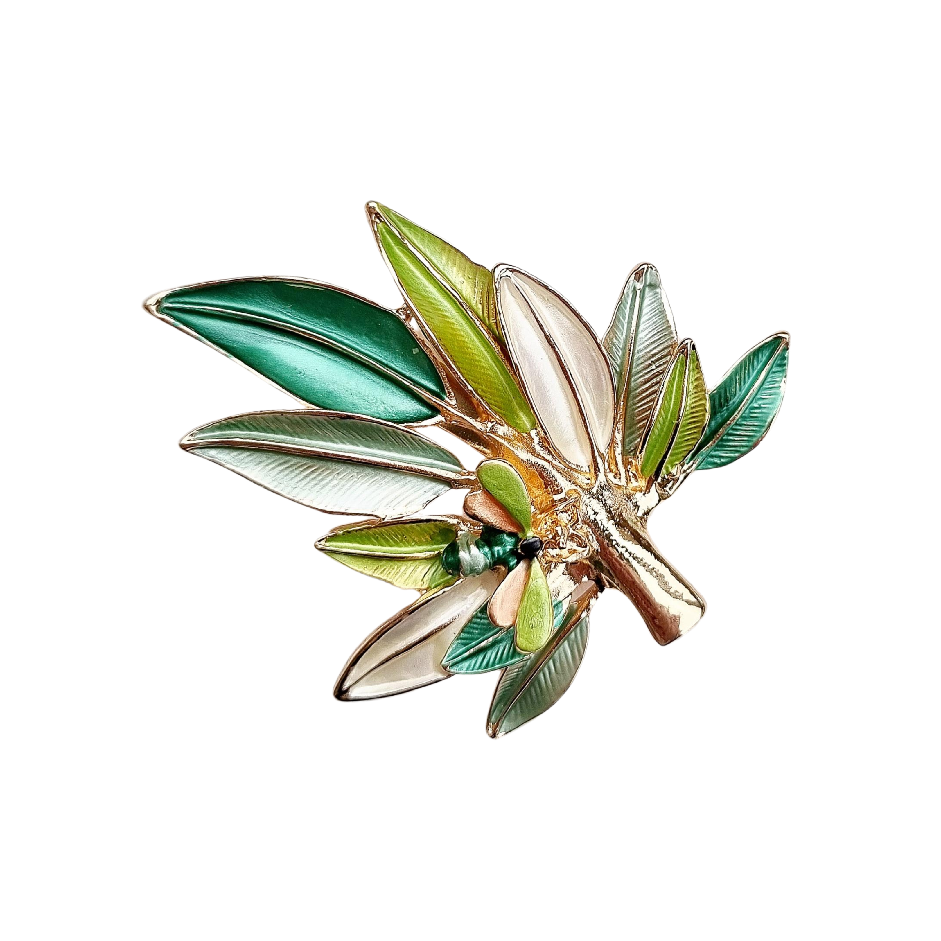 Zoda Enamel Leaf Brooch