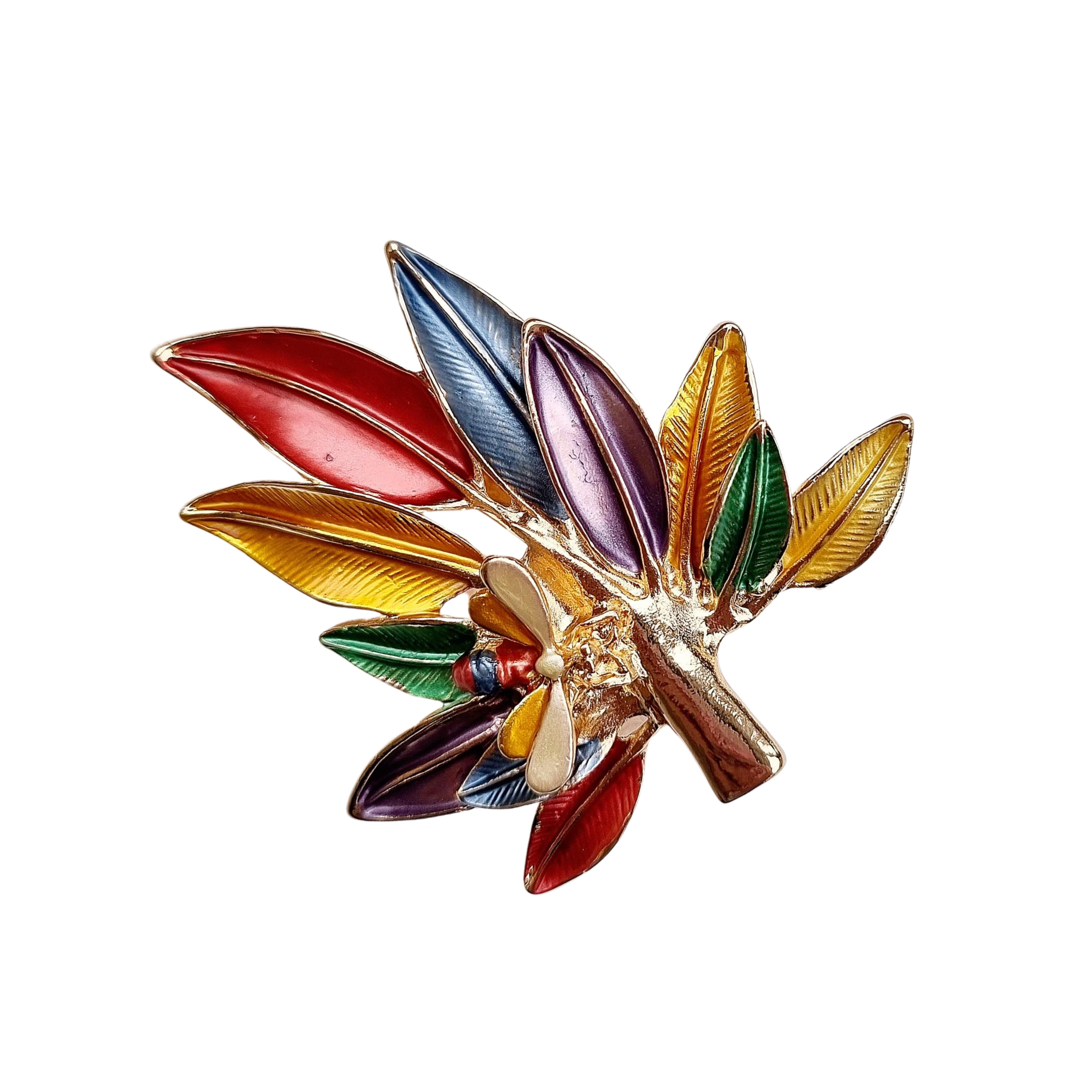 Zoda Enamel Leaf Brooch
