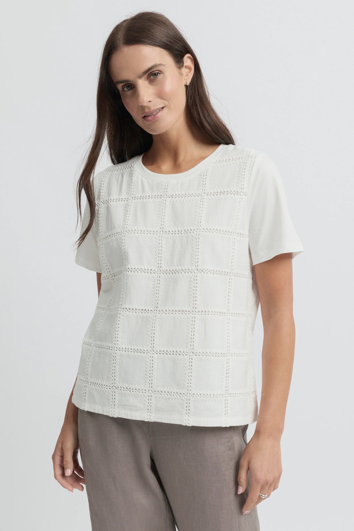 Yarra Trail Lacet Tee - Ecru