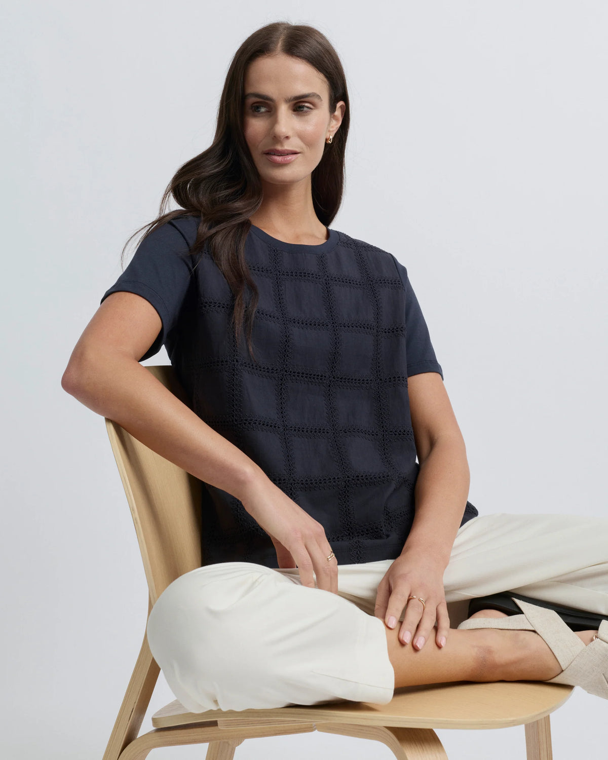 Yarra Trail Lacet Tee - Navy