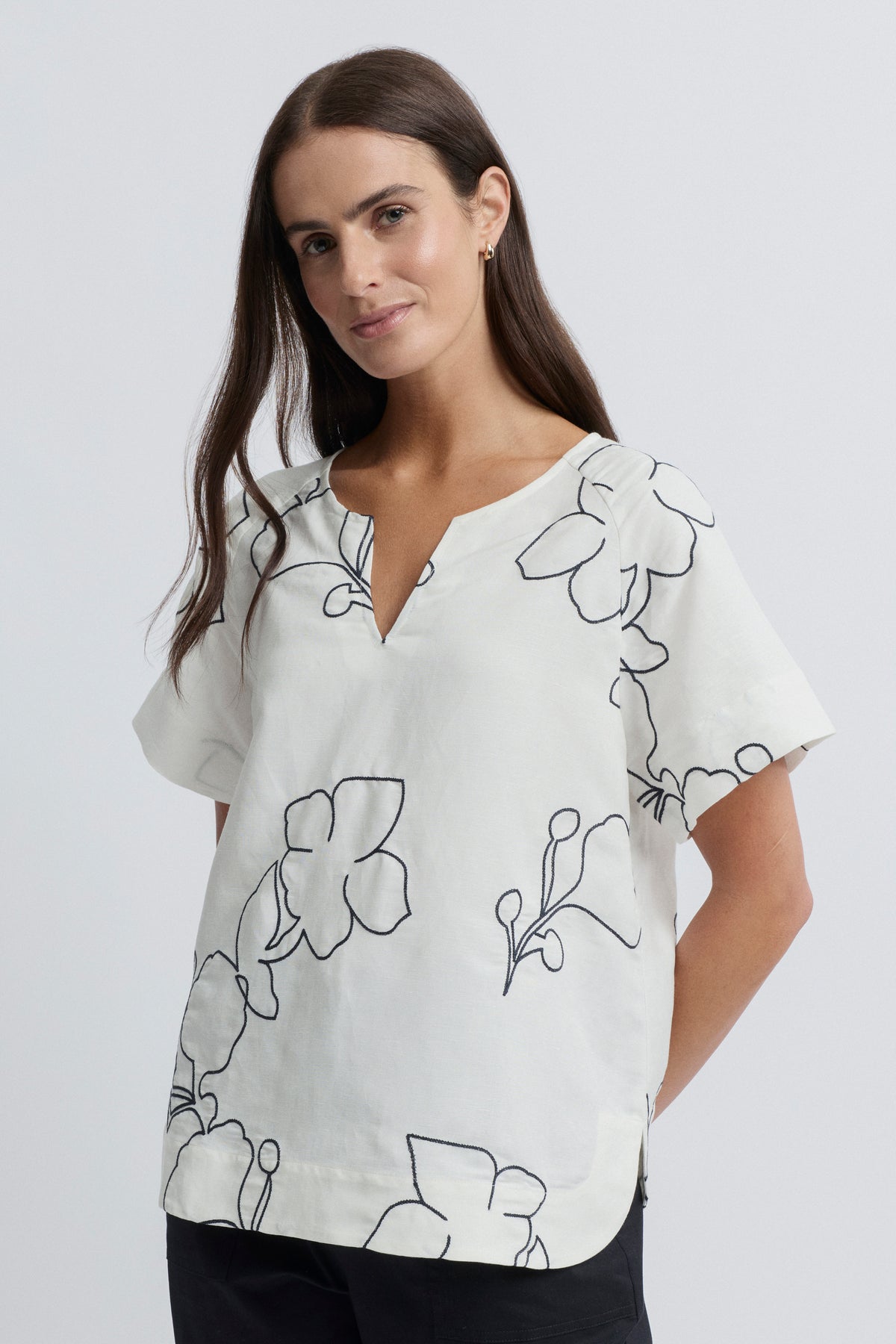 Yarra Trail La Darse Top - Ecru/Navy