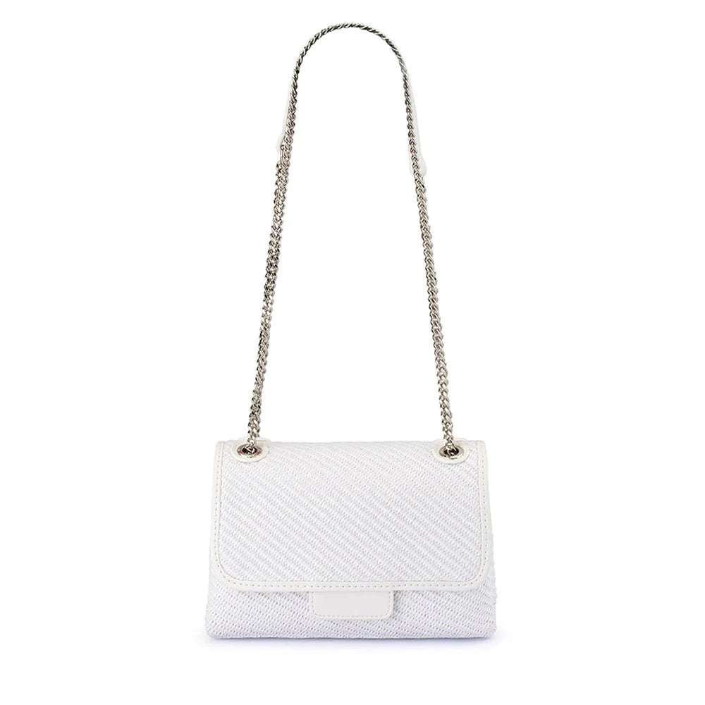 Olga Berg Alexa Woven Shoulder Bag - White