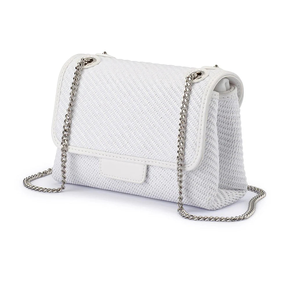 Olga Berg Alexa Woven Shoulder Bag - White