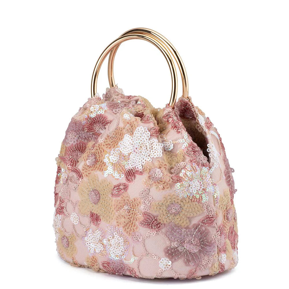 Olga Berg ALFIE Floral Sequin Bag - Blush