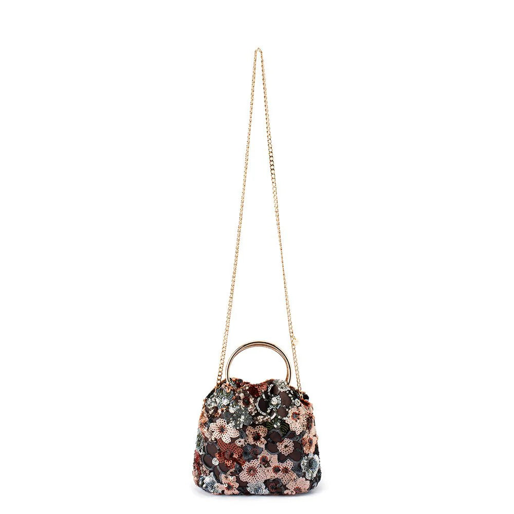 Olga Berg ALFIE Floral Sequin Bag - Bronze