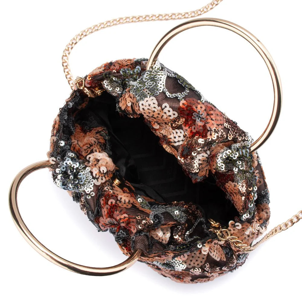 Olga Berg ALFIE Floral Sequin Bag - Bronze