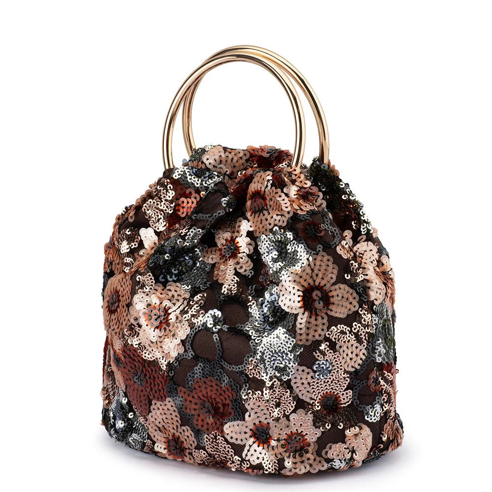 Olga Berg ALFIE Floral Sequin Bag - Bronze