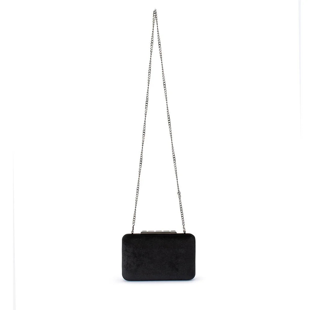 Olga Berg Bess Velvet Clutch - Black