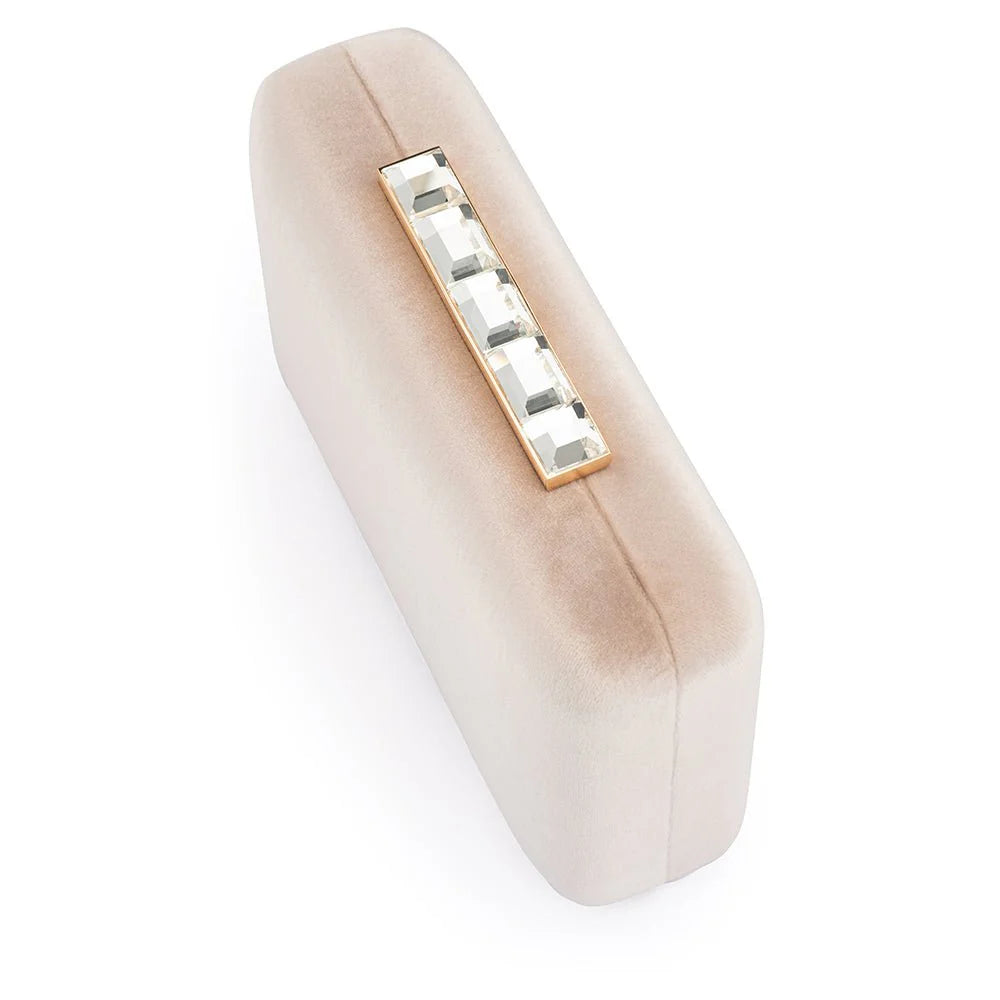 Olga Berg Bess Velvet Clutch - Natural