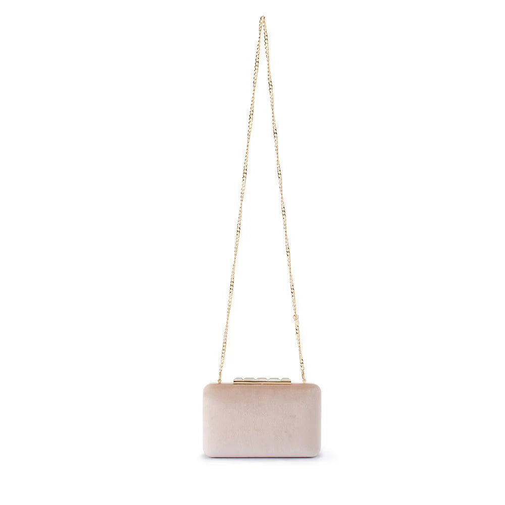 Olga Berg Bess Velvet Clutch - Natural