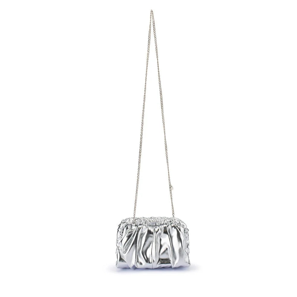 Olga Berg Betty Metallic Clutch - Silver