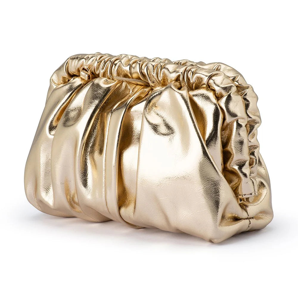 Olga Berg Betty Metallic Clutch - Gold