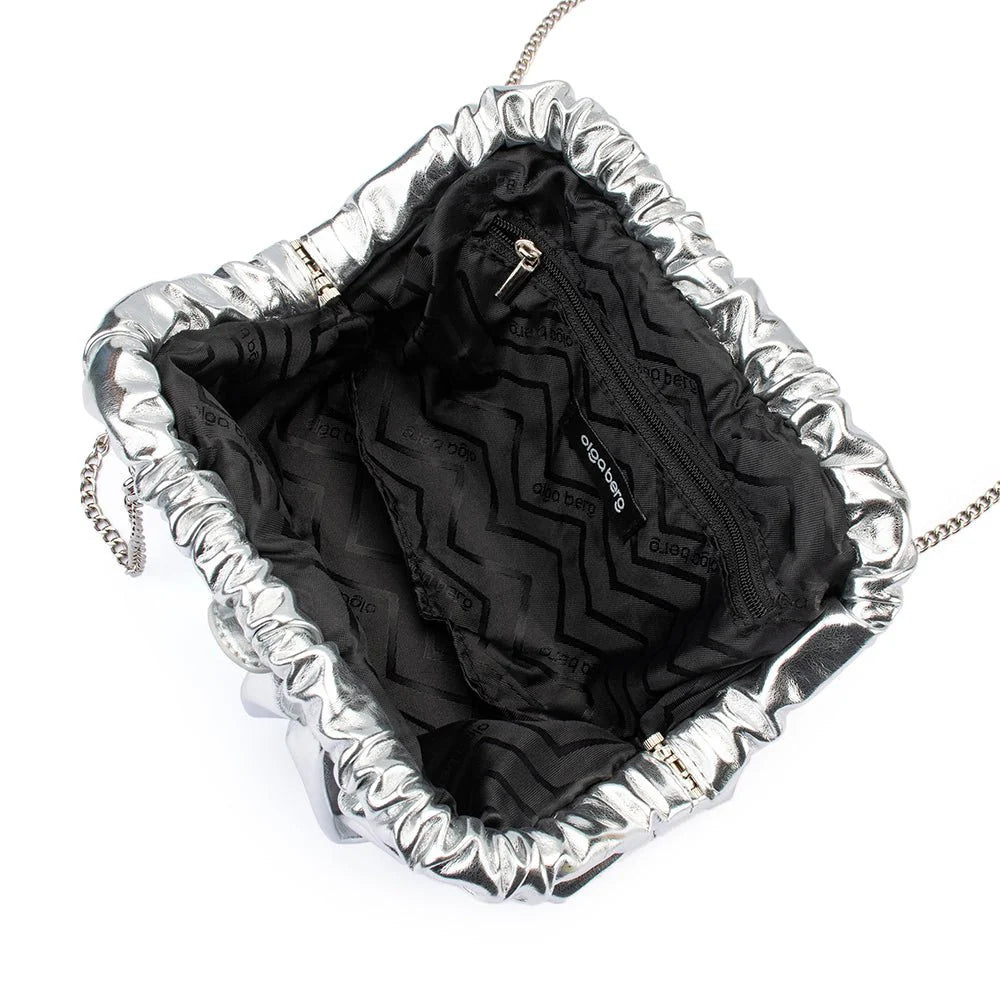 Olga Berg Betty Metallic Clutch - Silver