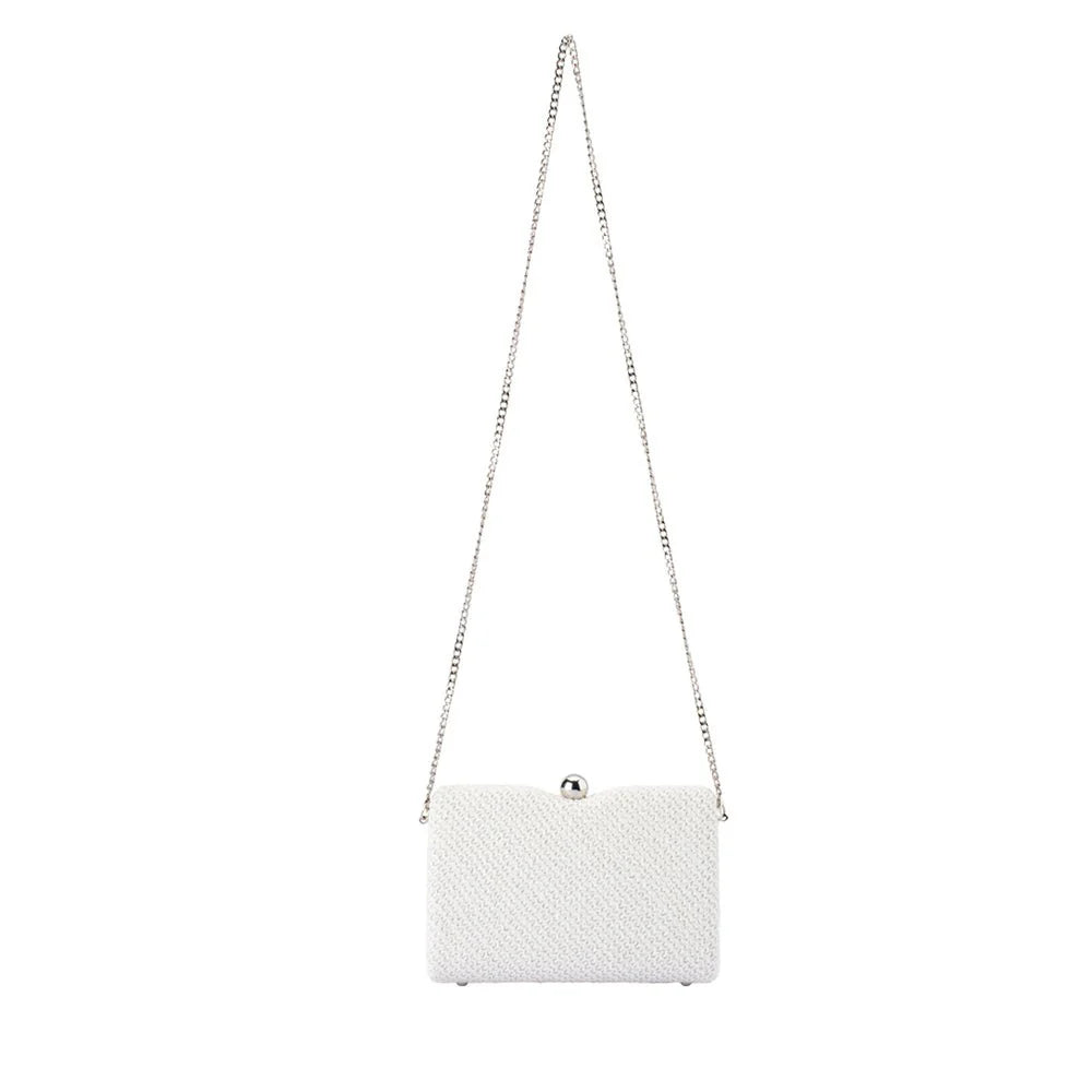 Olga Berg Birdie Textural Handle Bag - White