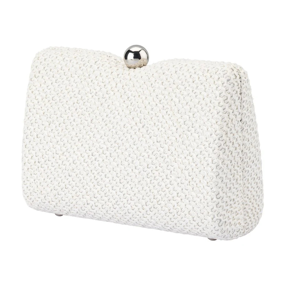 Olga Berg Birdie Textural Handle Bag - White