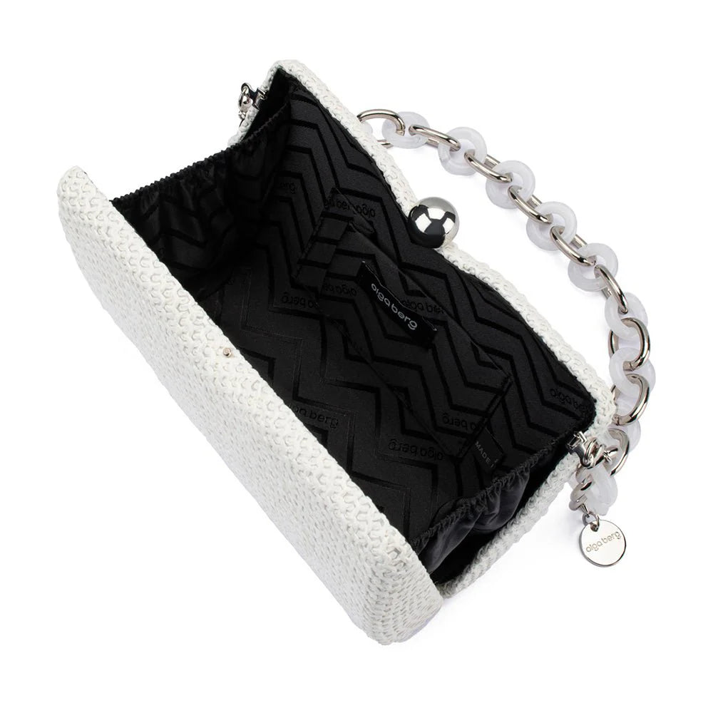 Olga Berg Birdie Textural Handle Bag - White