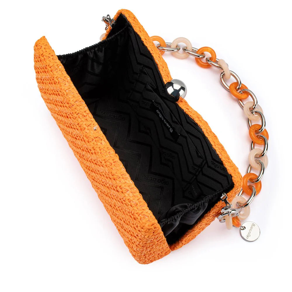 Olga Berg Birdie Textural Handle Bag - Orange