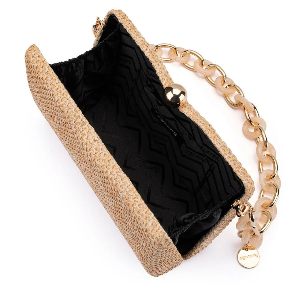 Olga Berg Birdie Textural Handle Bag - Natural