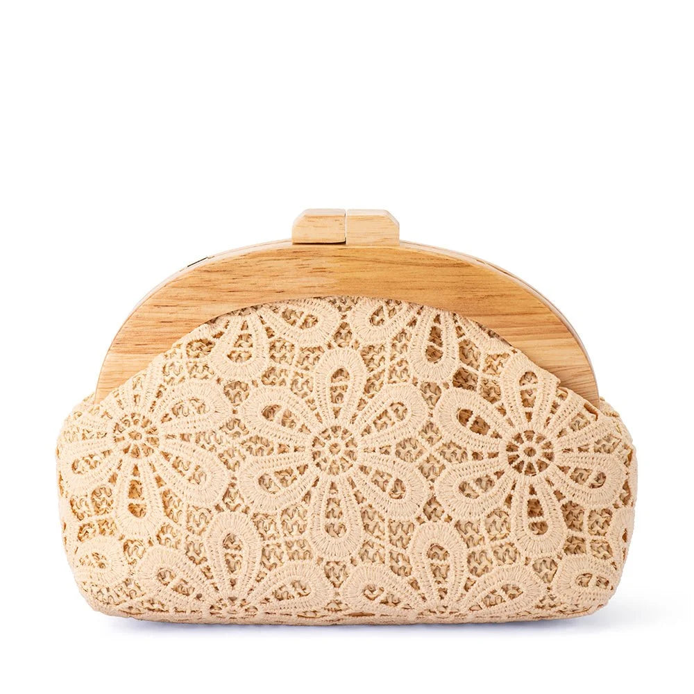 Olga Berg BONNIE Lace Clutch - Natural