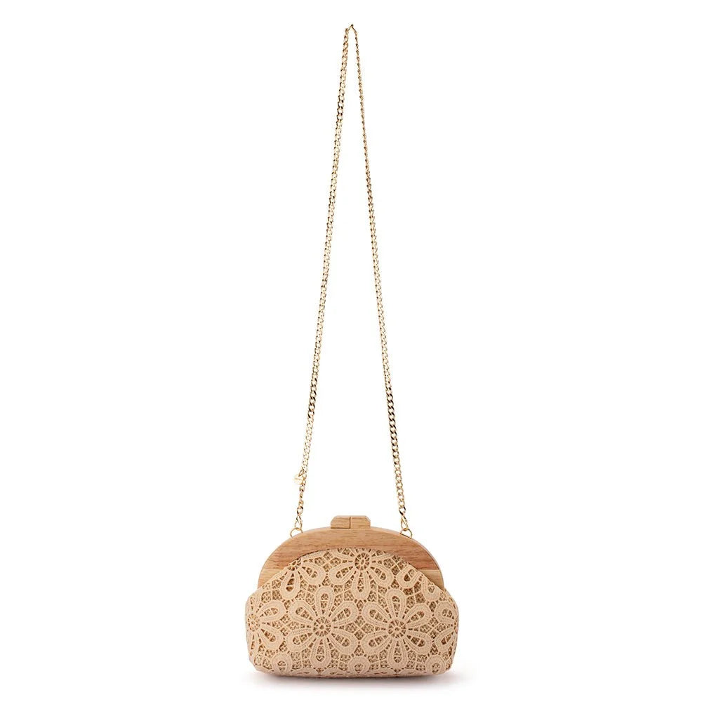 Olga Berg BONNIE Lace Clutch - Natural