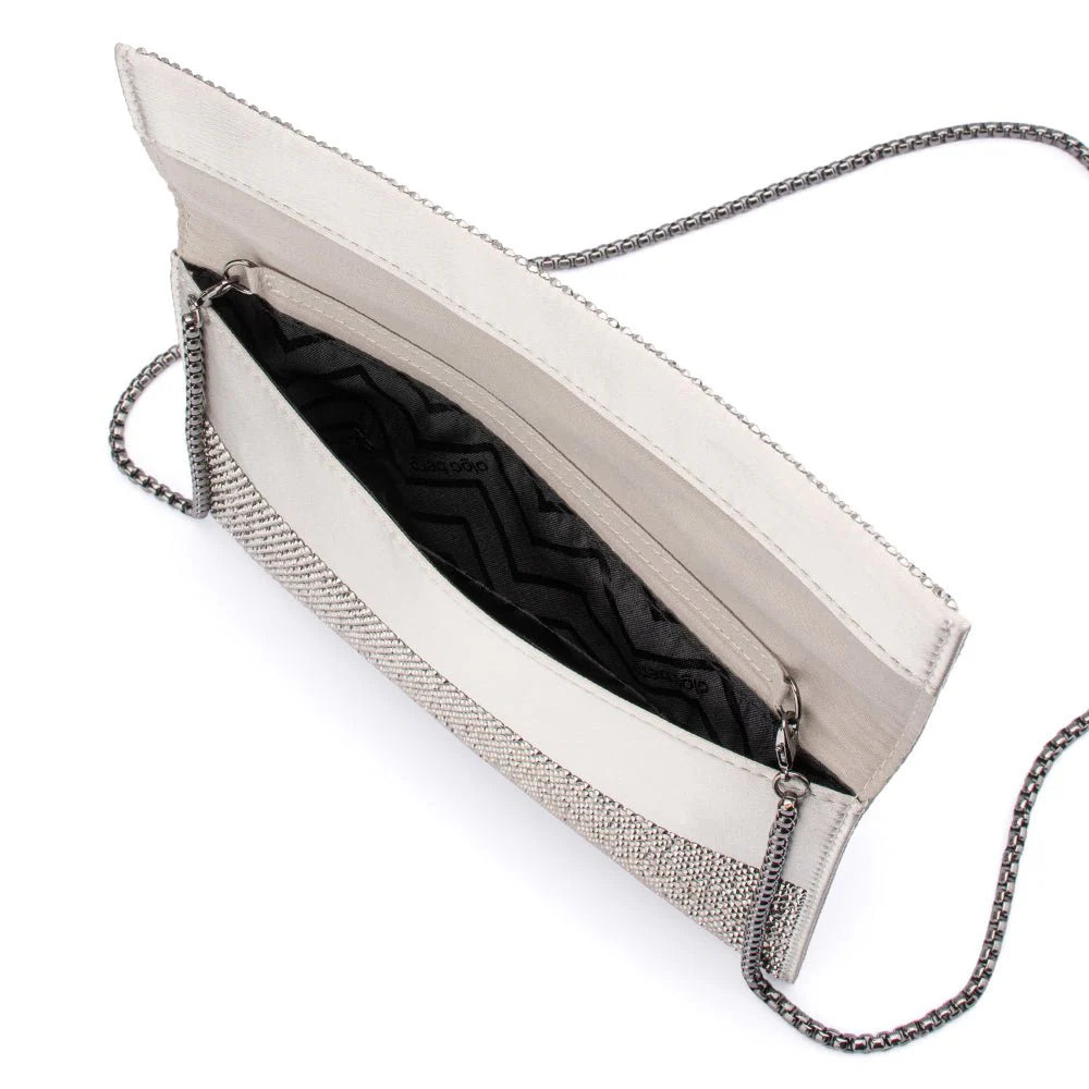 Olga Berg CARA Crystal Envelope Clutch - Gunmetal