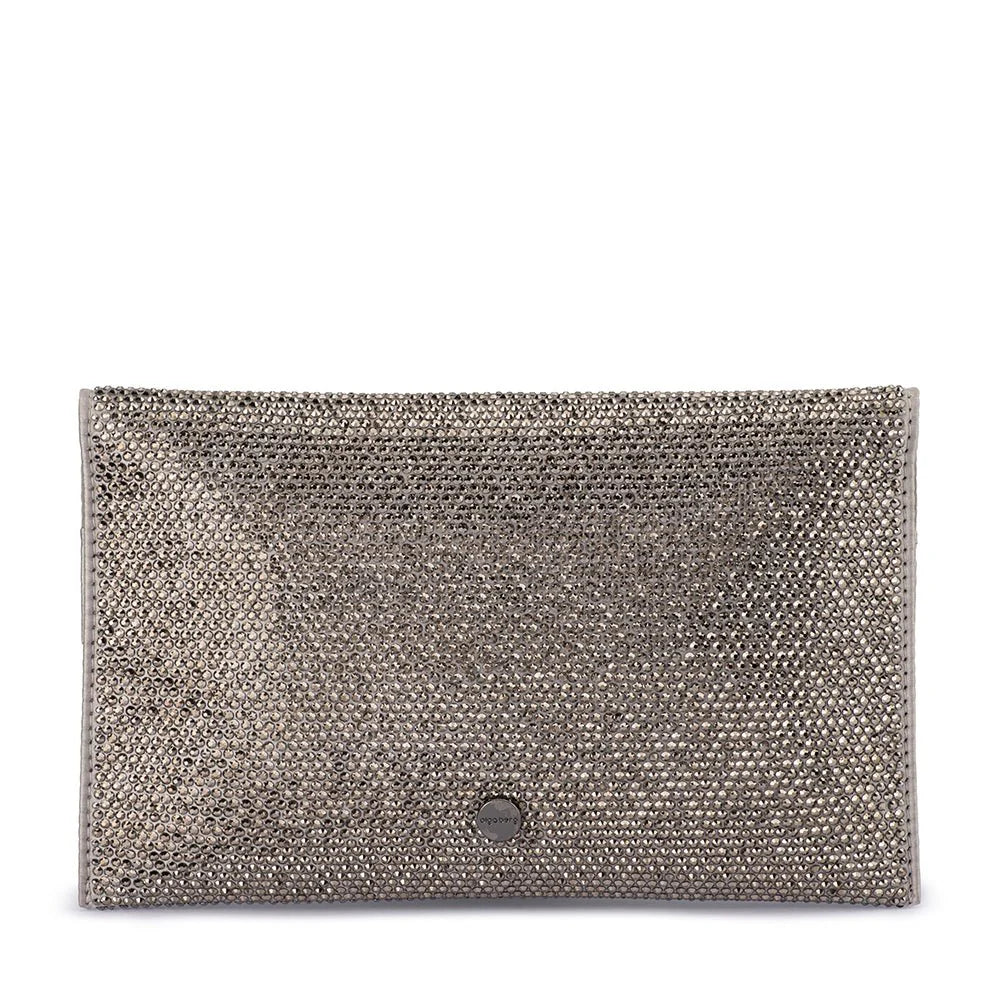 Olga Berg CARA Crystal Envelope Clutch - Gunmetal