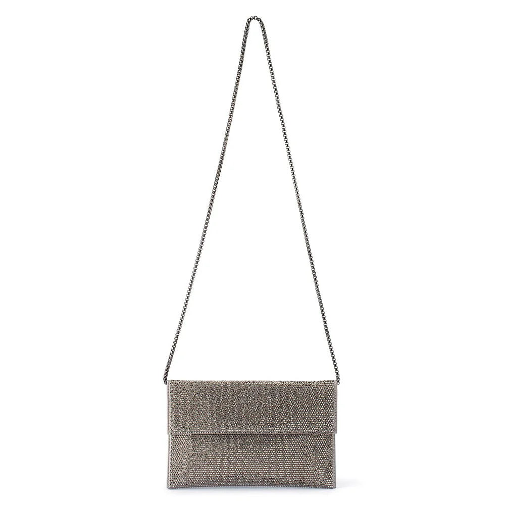Olga Berg CARA Crystal Envelope Clutch - Gunmetal