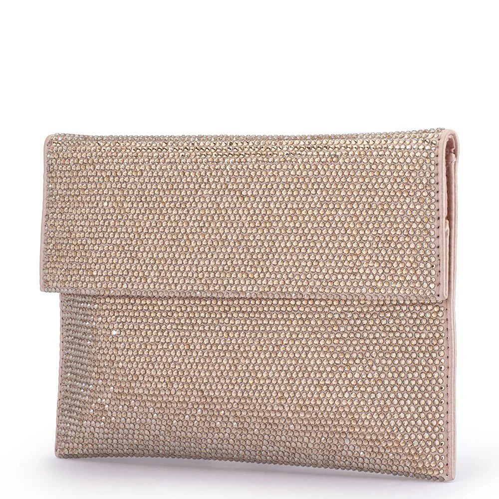 Olga Berg CARA Crystal Envelope Clutch - Champagne