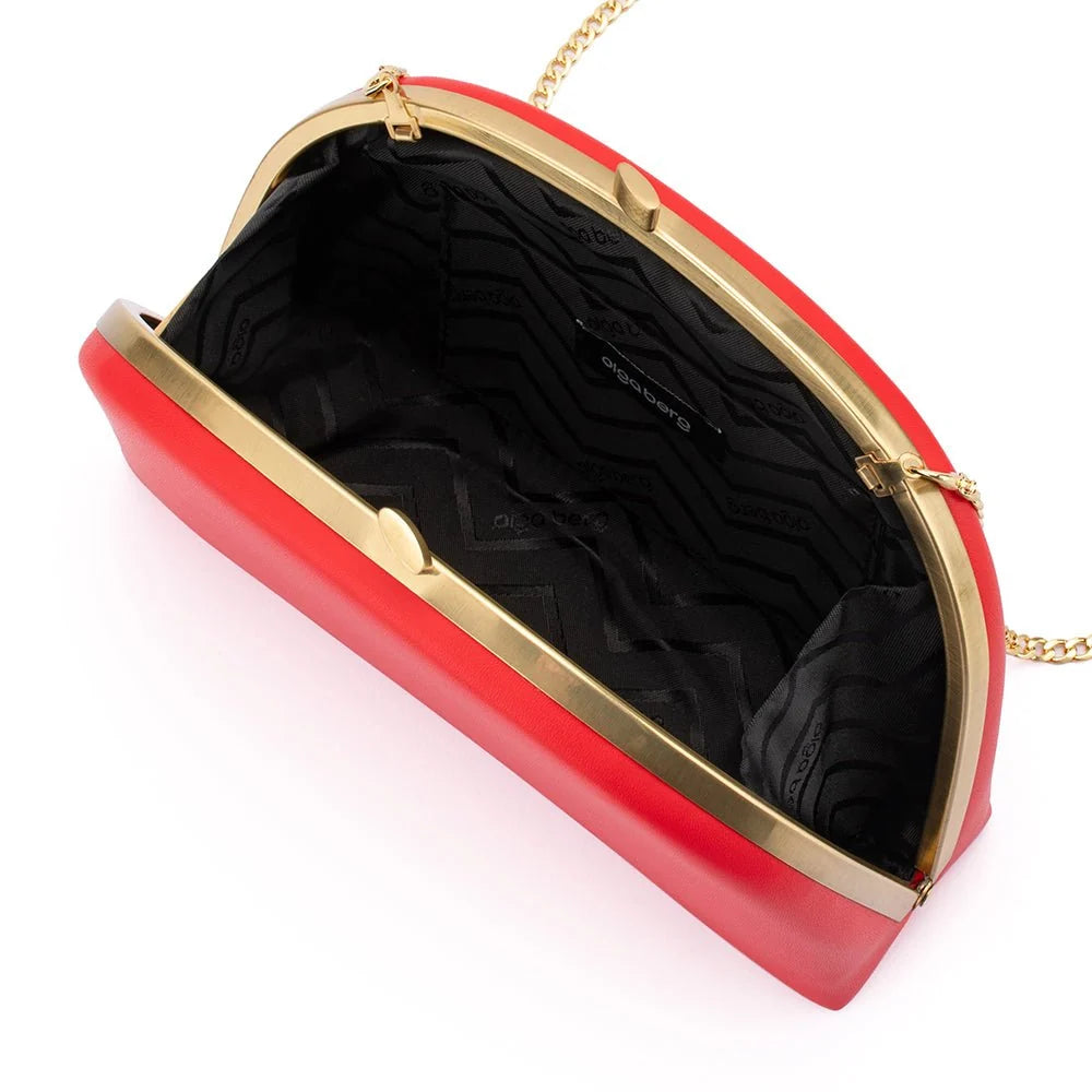Olga Berg CELESTE Curved Clutch - Red