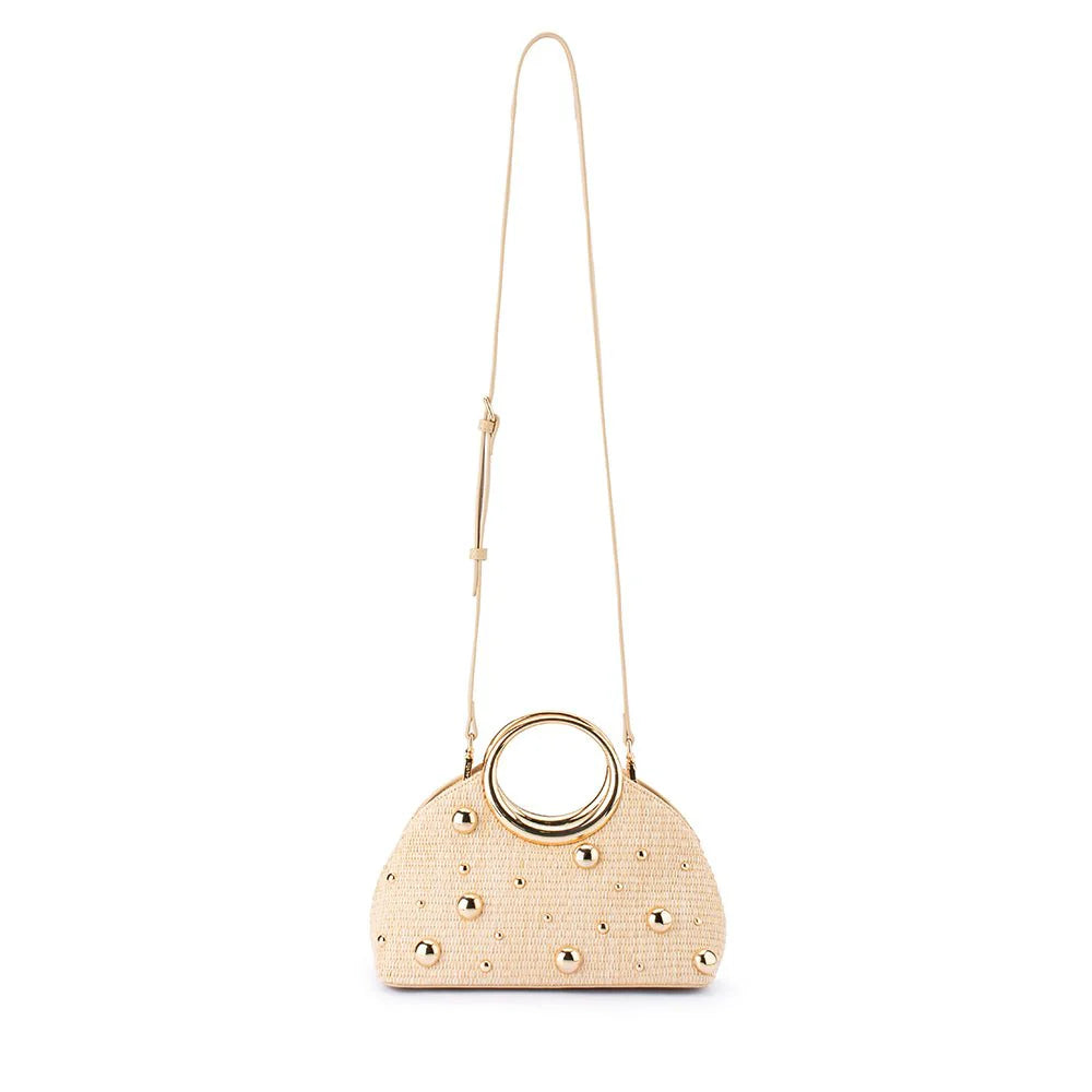 Olga Berg Charlotte Woven Top Handle Bag - Natural