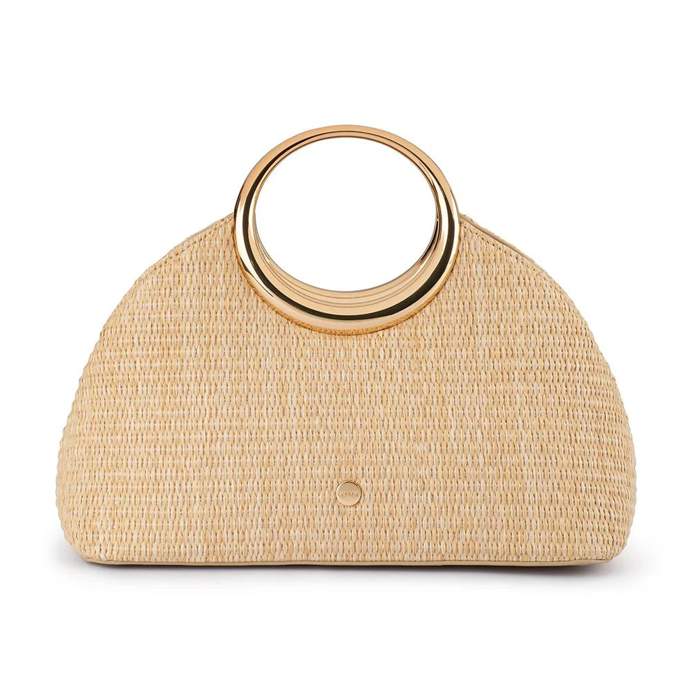 Olga Berg Charlotte Woven Top Handle Bag - Natural
