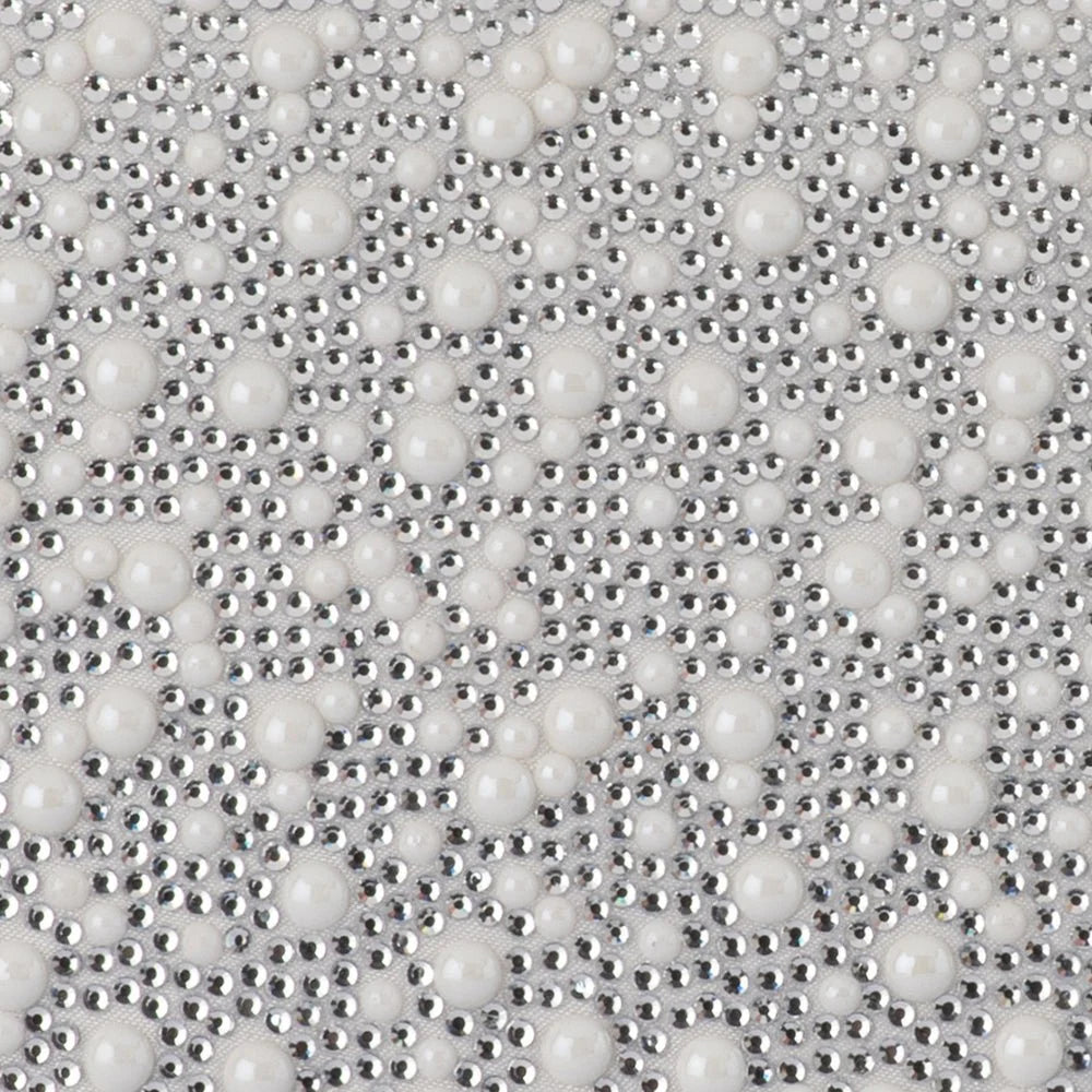 Olga Berg DANNA Crystal and Pearl Clutch - Pearl Silver