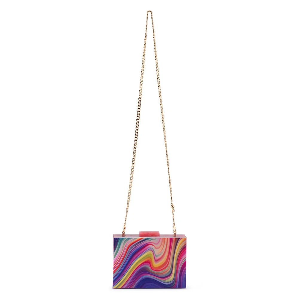 Olga Berg DOROTHY Swirl Print Box Clutch - Rainbow