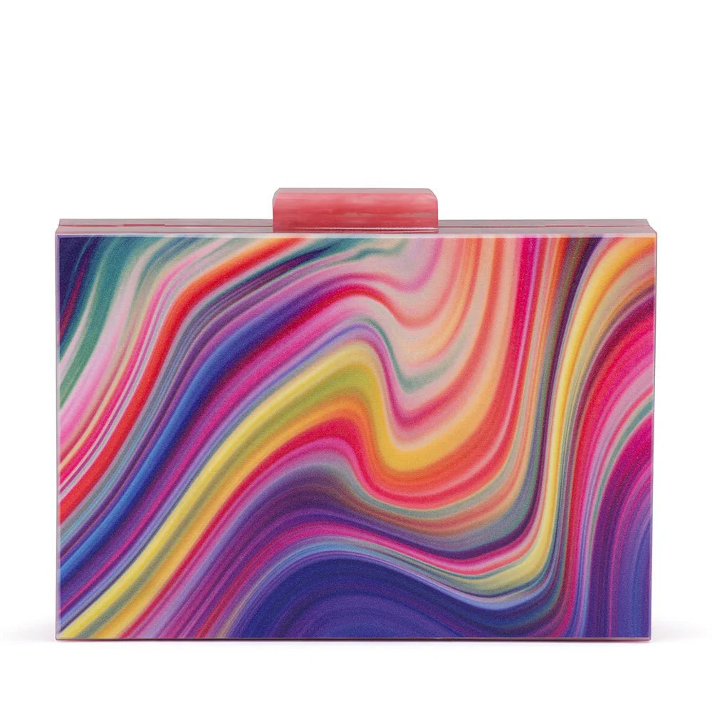 Olga Berg DOROTHY Swirl Print Box Clutch - Rainbow