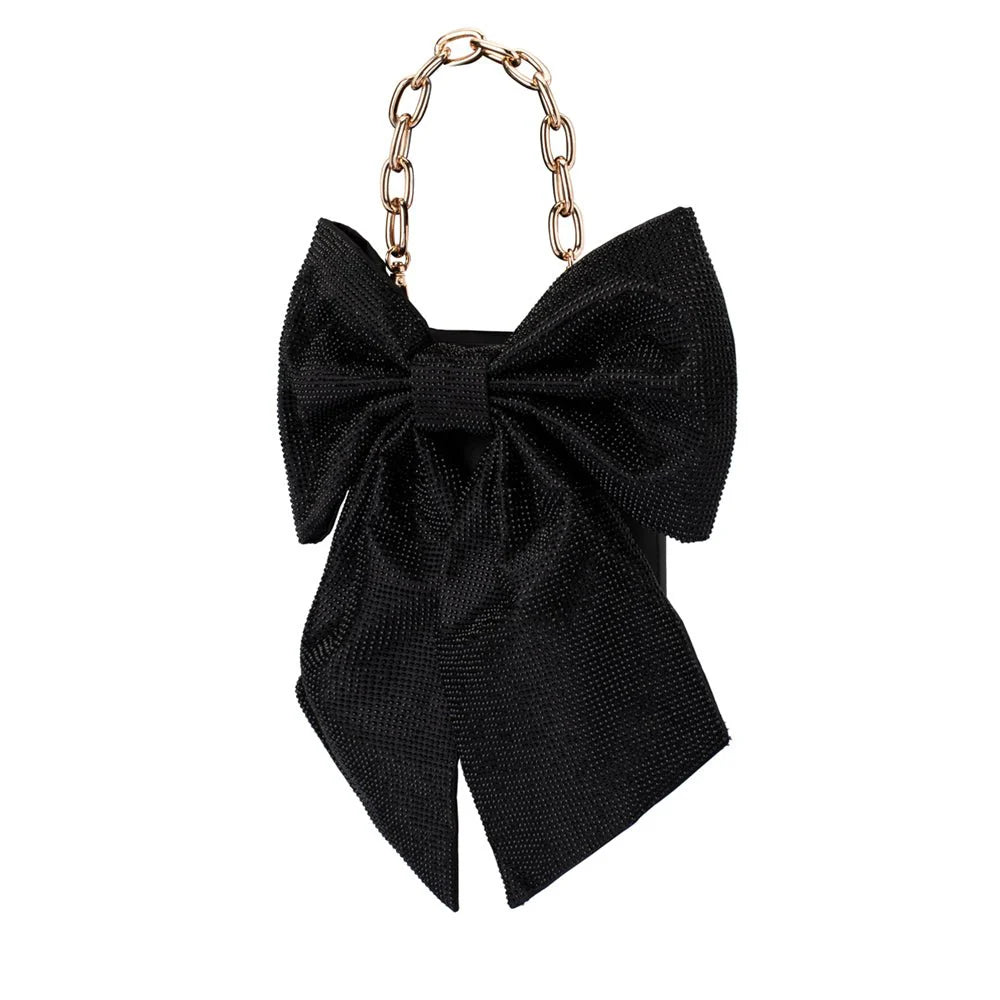 Olga Berg Drew Crystal Bow Bag - Black