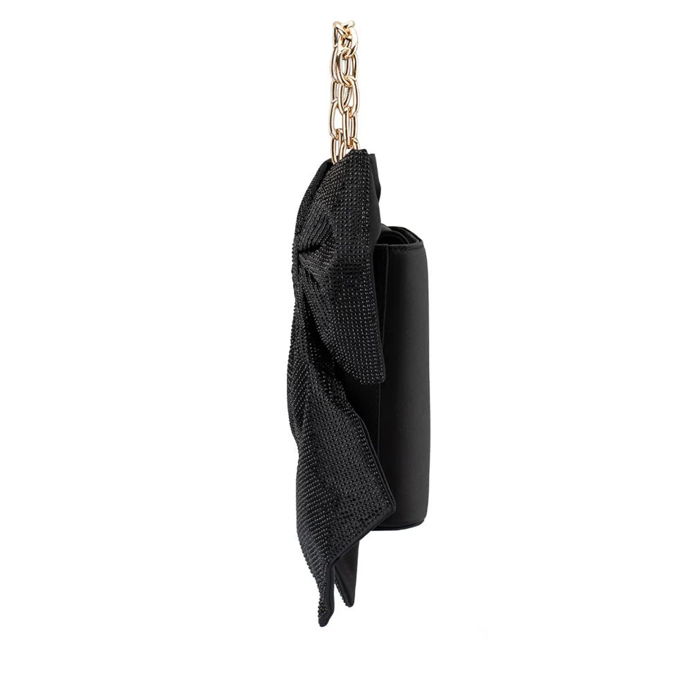 Olga Berg Drew Crystal Bow Bag - Black