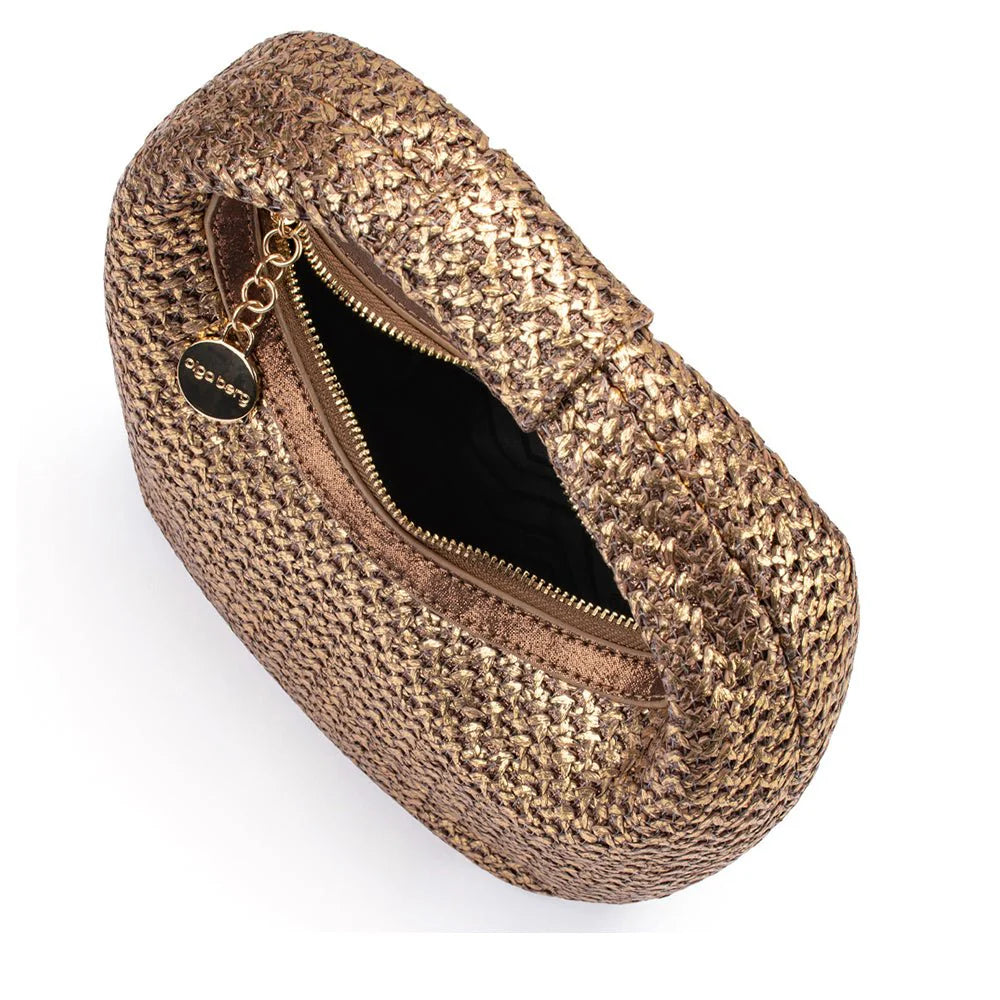Olga Berg Eden Woven Hobo Bag - Bronze