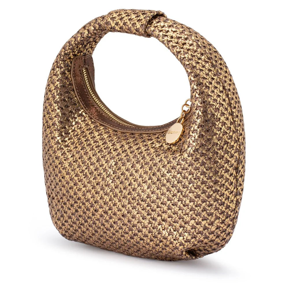 Olga Berg Eden Woven Hobo Bag - Bronze