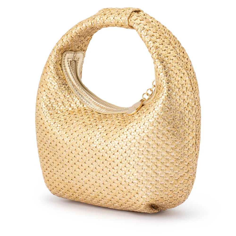 Olga Berg Eden Woven Hobo Bag - Gold