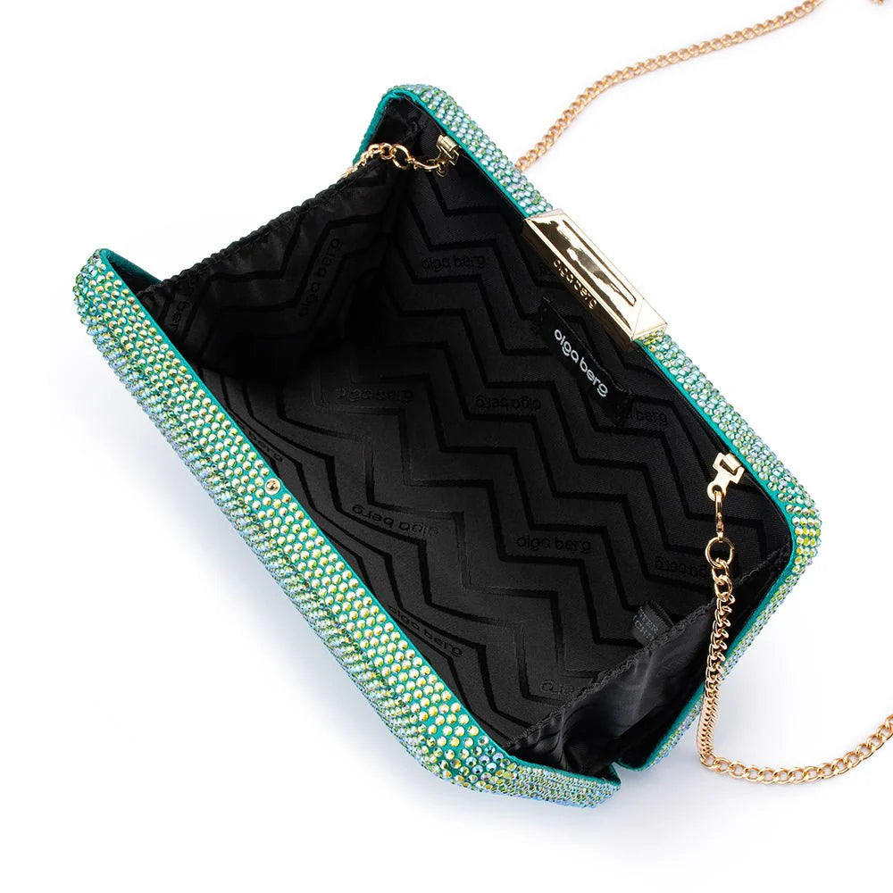 Olga Berg Edith Iridescent Clutch - Green