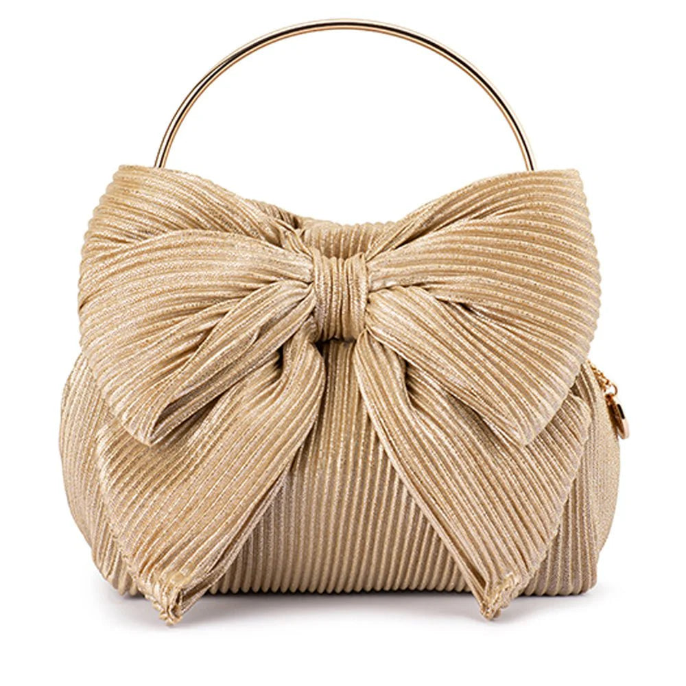 Olga Berg ELISE Pleated Top Handle - Champagne