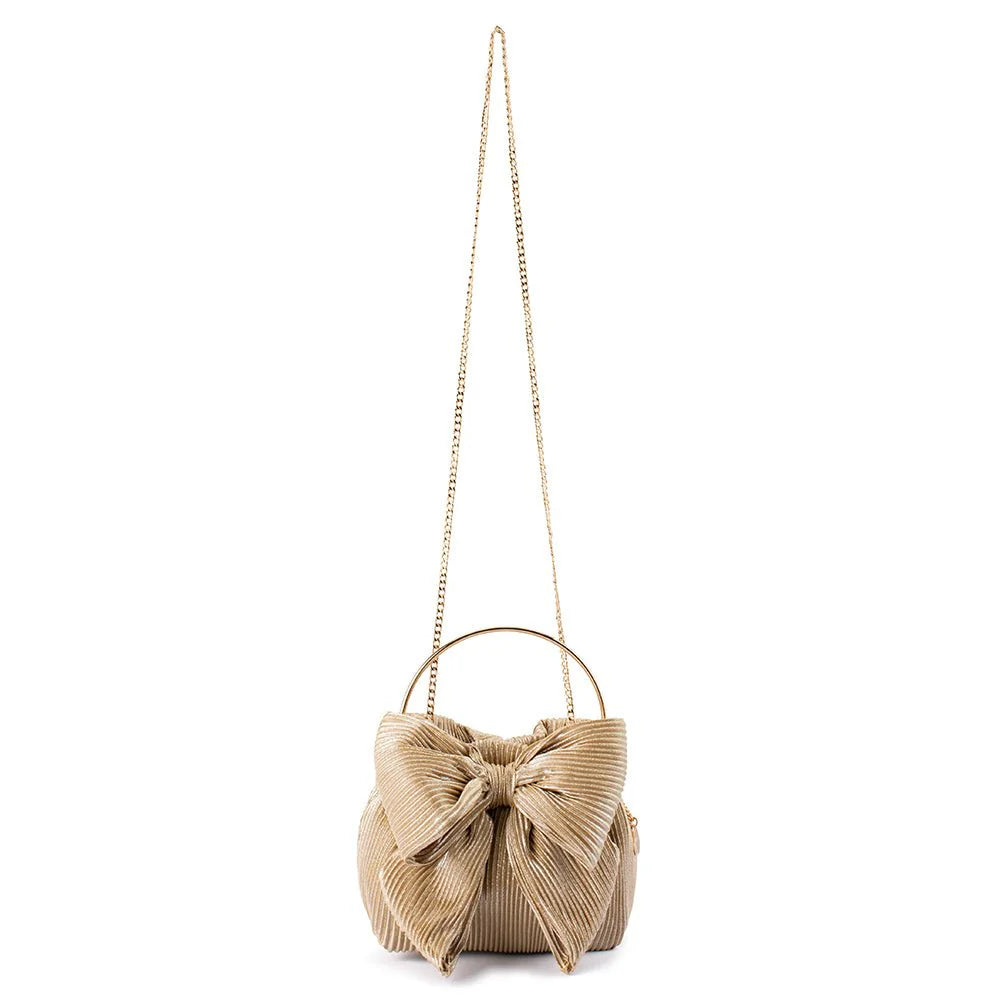 Olga Berg ELISE Pleated Top Handle - Champagne