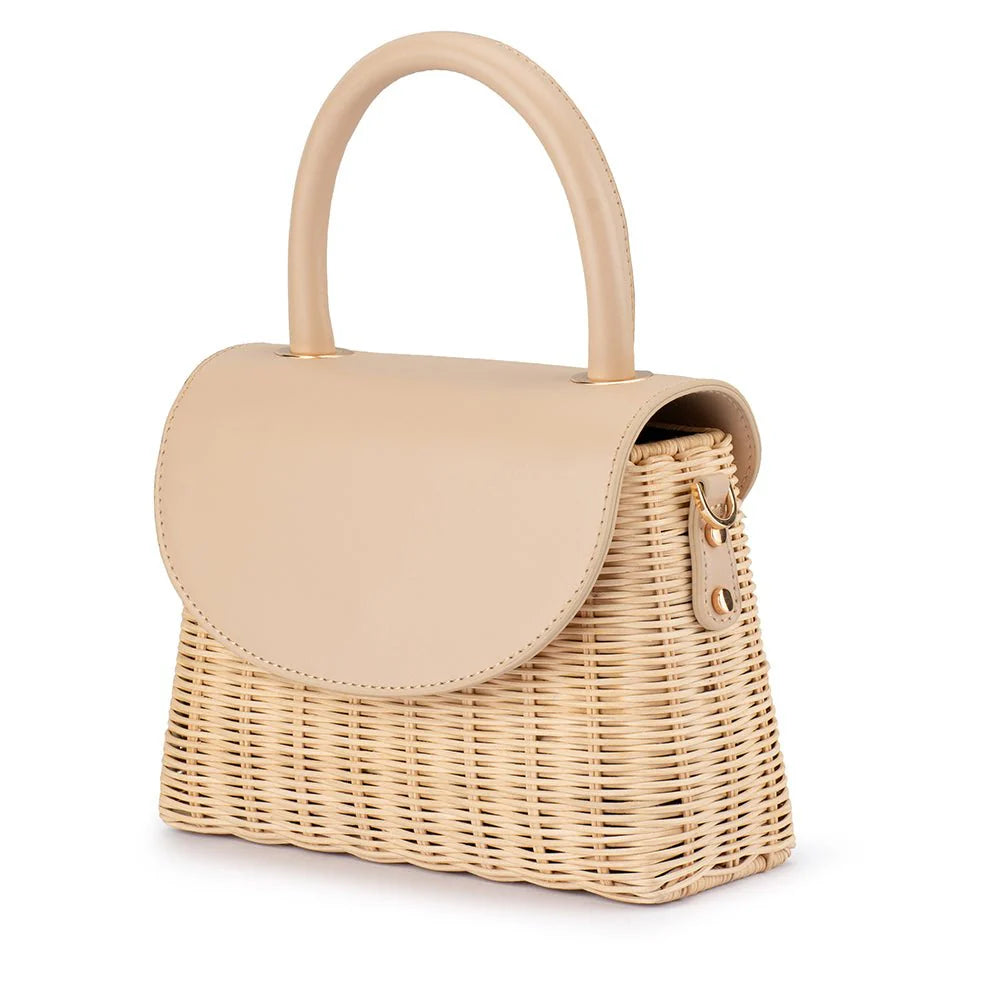 Olga Berg Elle Wicker Top Handle Bag - Natural