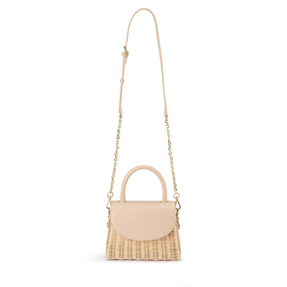 Olga Berg Elle Wicker Top Handle Bag - Natural