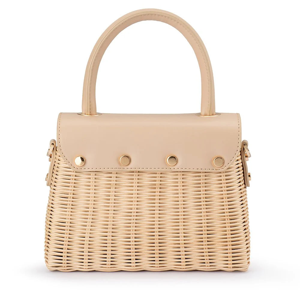 Olga Berg Elle Wicker Top Handle Bag - Natural