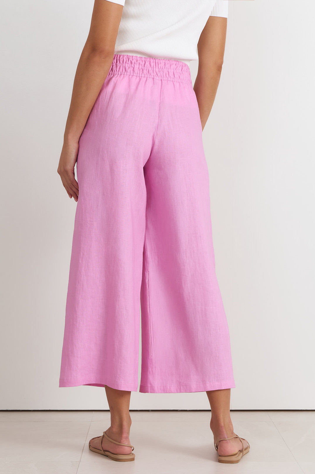 Adorne Fable Linen Culotte Pant - Pink
