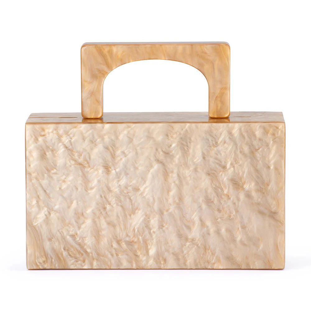 Olga Berg Fleur Acrylic Top Handle Bag - Natural