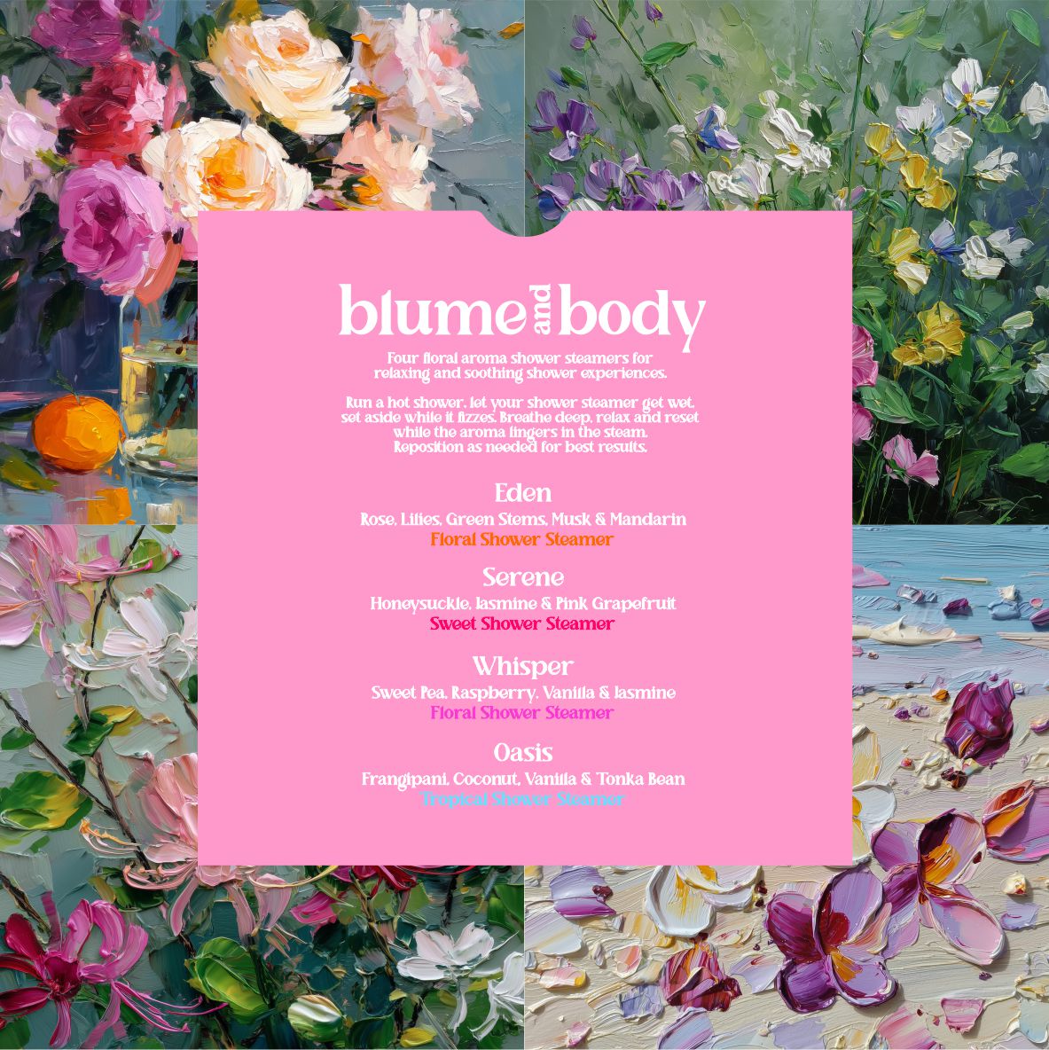 Blume & Body FLORAL Shower Steamer Four Pack