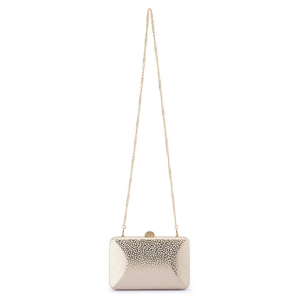 Olga Berg FRANKIE Embossed Clutch - Natural