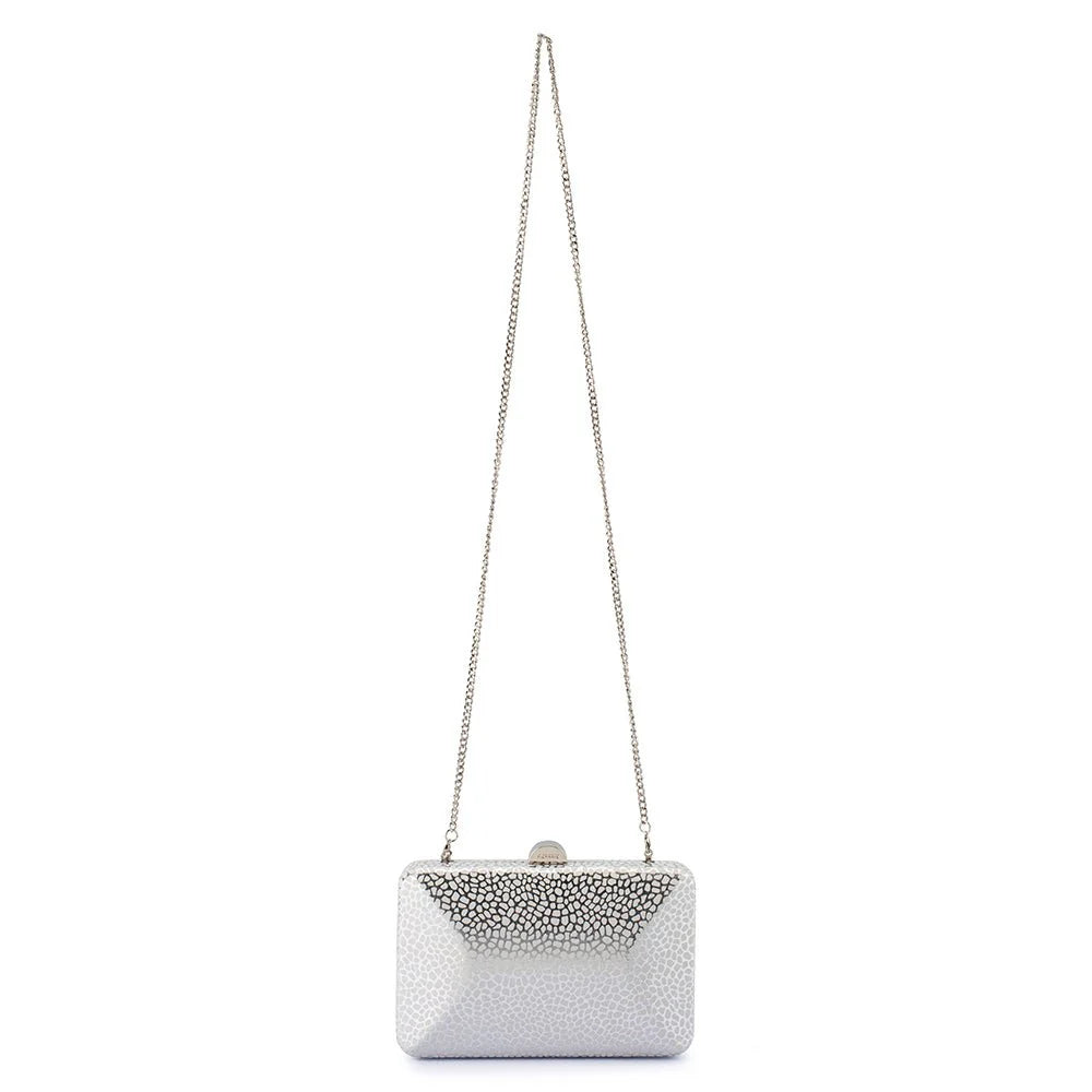 Olga Berg FRANKIE Embossed Clutch - Silver